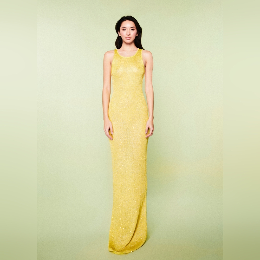BB3. NWT ASTA RESORT NATALIA DRESS - CHARTREUSE SEQUIN